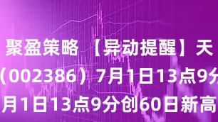 聚盈策略 【异动提醒】天原股份（002386）7月1日13点9分创60日新高